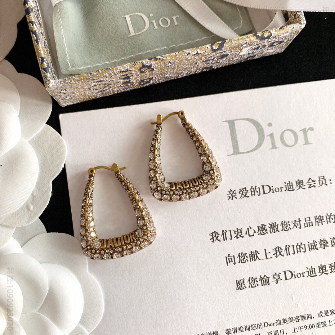 新款DIOR迪奥jadior满钻耳钉耳环