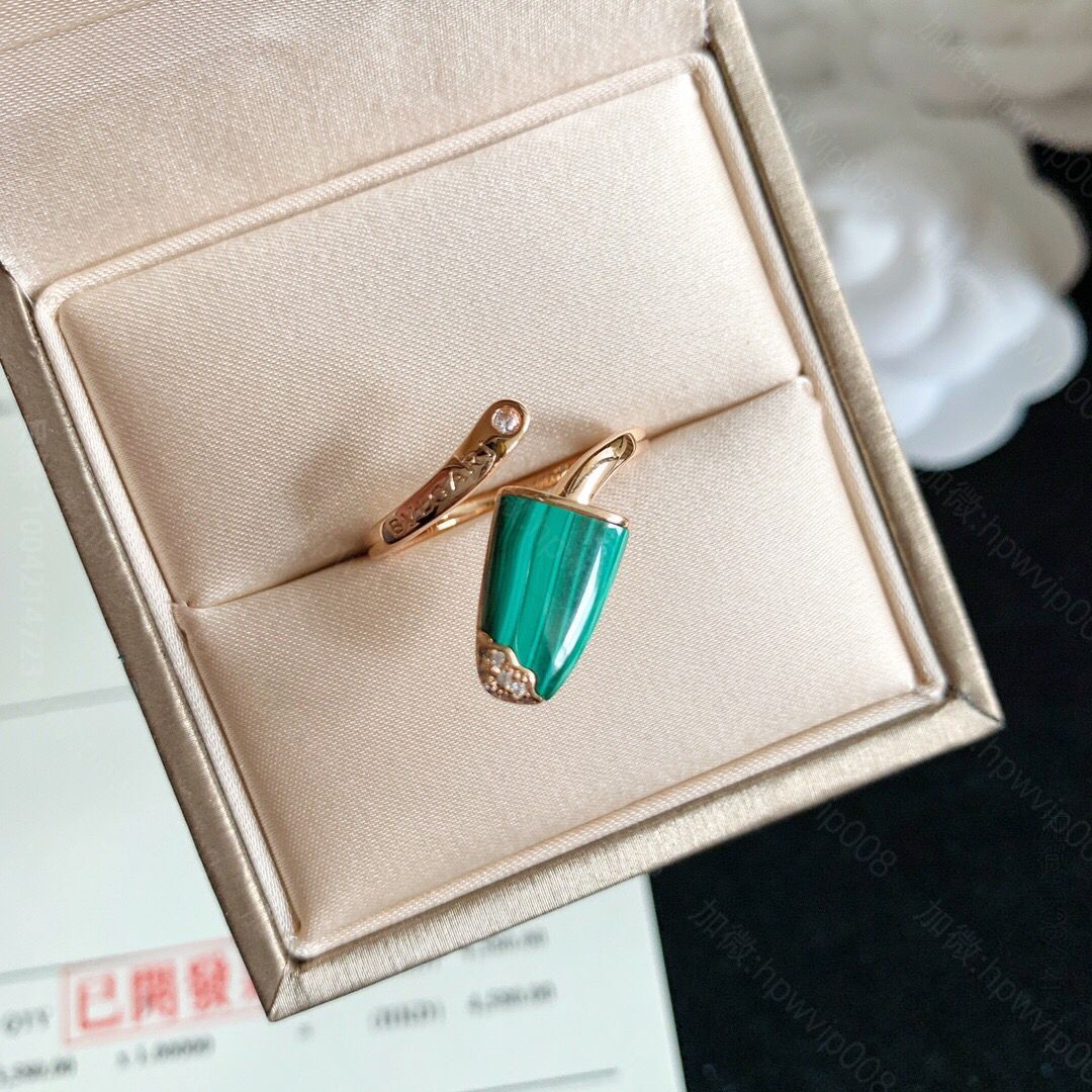 高仿宝格丽女士戒指 新款白贝母 孔雀石冰激凌戒指 高仿宝格丽戒指 