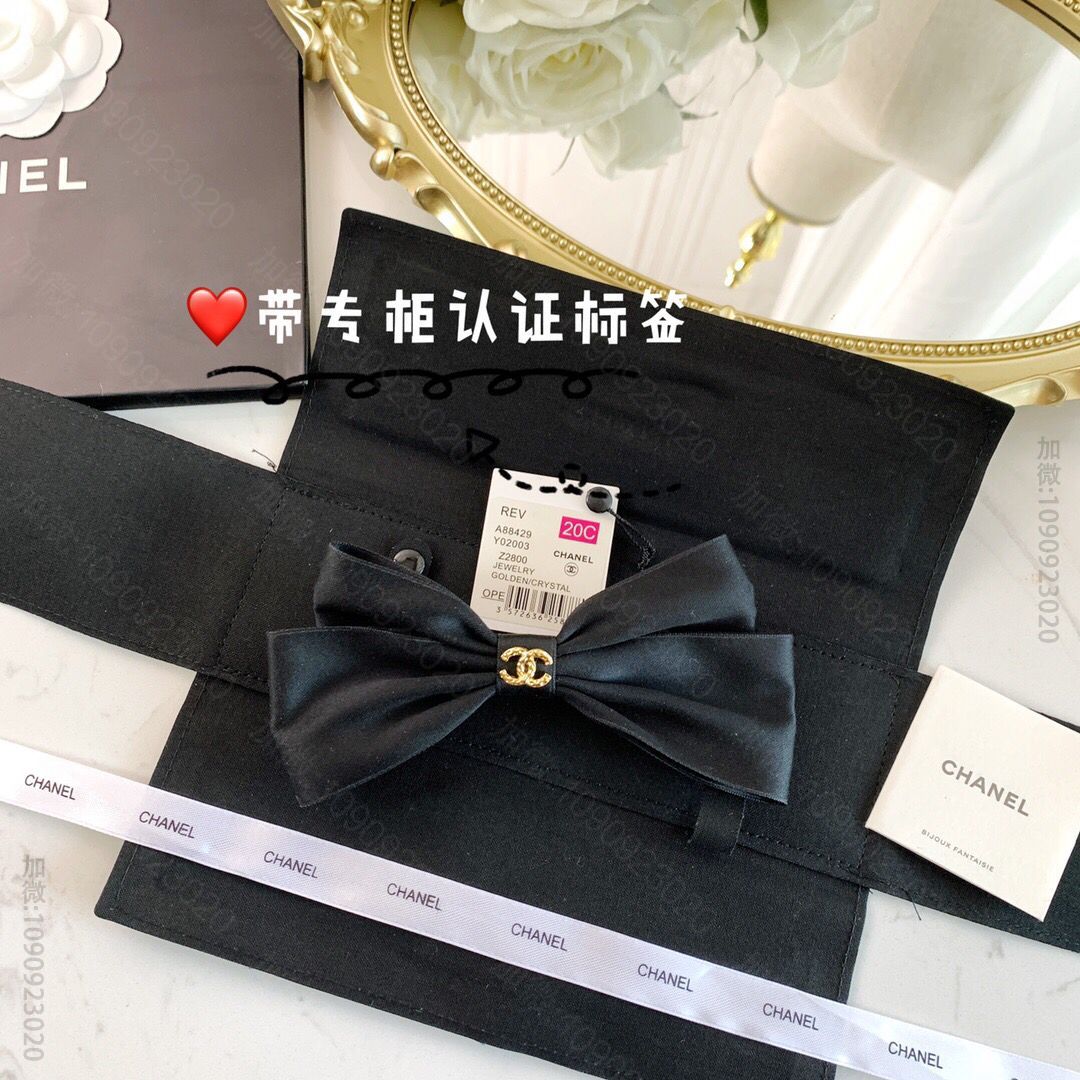 新款 CHANEL香奈儿黑色蝴蝶结发夹发卡