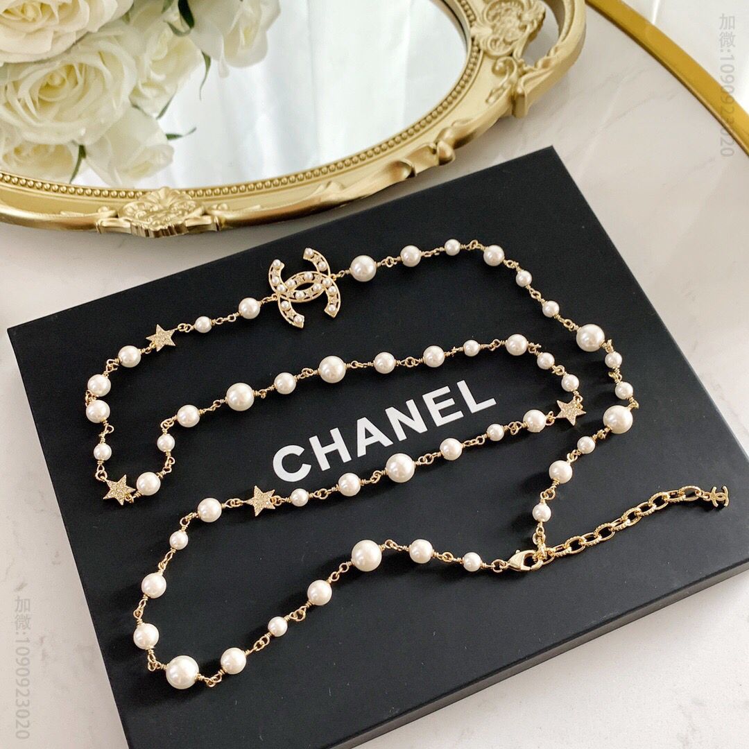 新款CHANEL香奈儿双c毛衣链项链