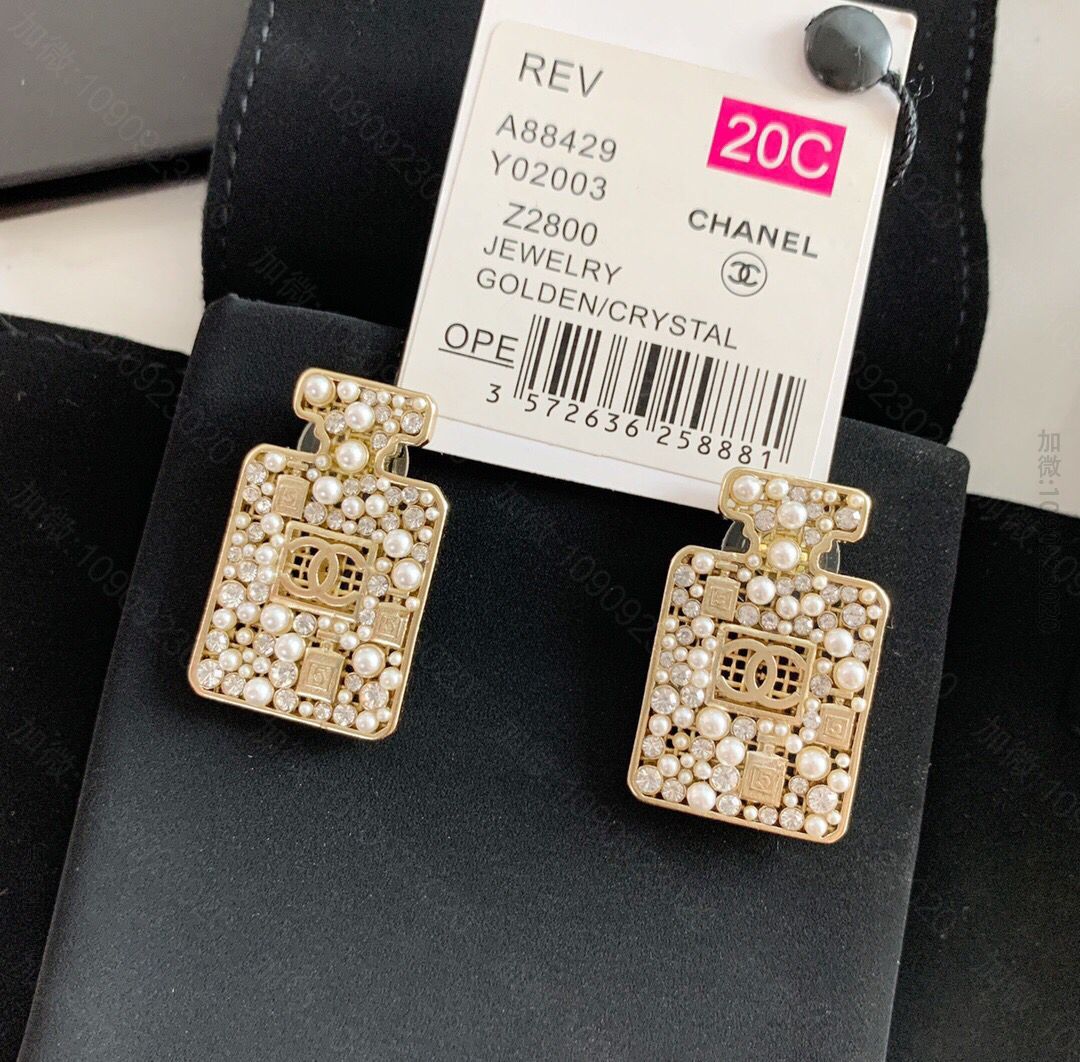 新款 CHANEL香奈儿双c香水瓶耳钉耳环