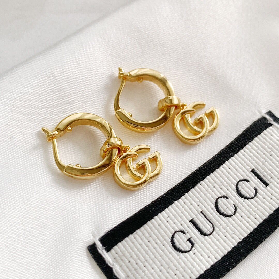 新款Gucci古驰金色双G耳钉耳环