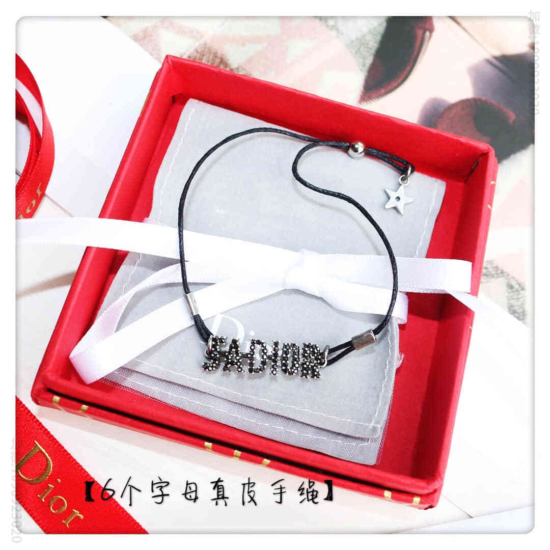 Dior迪奥 施华洛世奇水晶 JADIOR手链6个字母真皮手绳