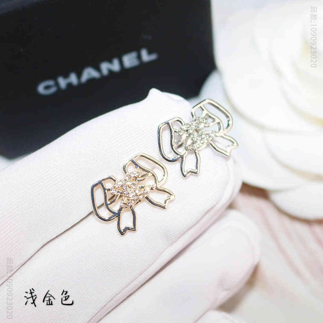 CHANEL 香奈儿 专柜一致黄铜材质 蝴蝶结耳钉耳环
