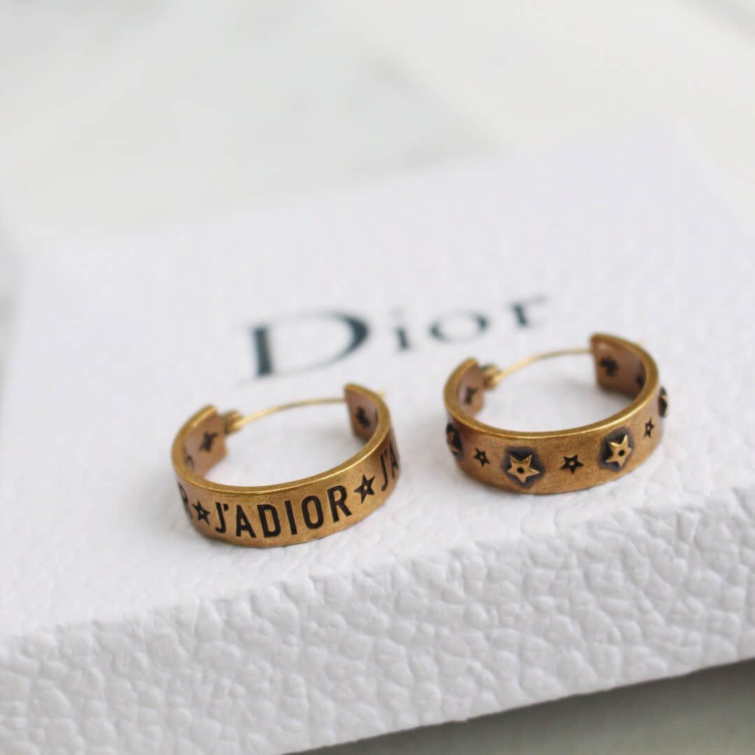 Dior迪奥 专柜一致黄铜材质 JADIOR 星星耳钉耳环