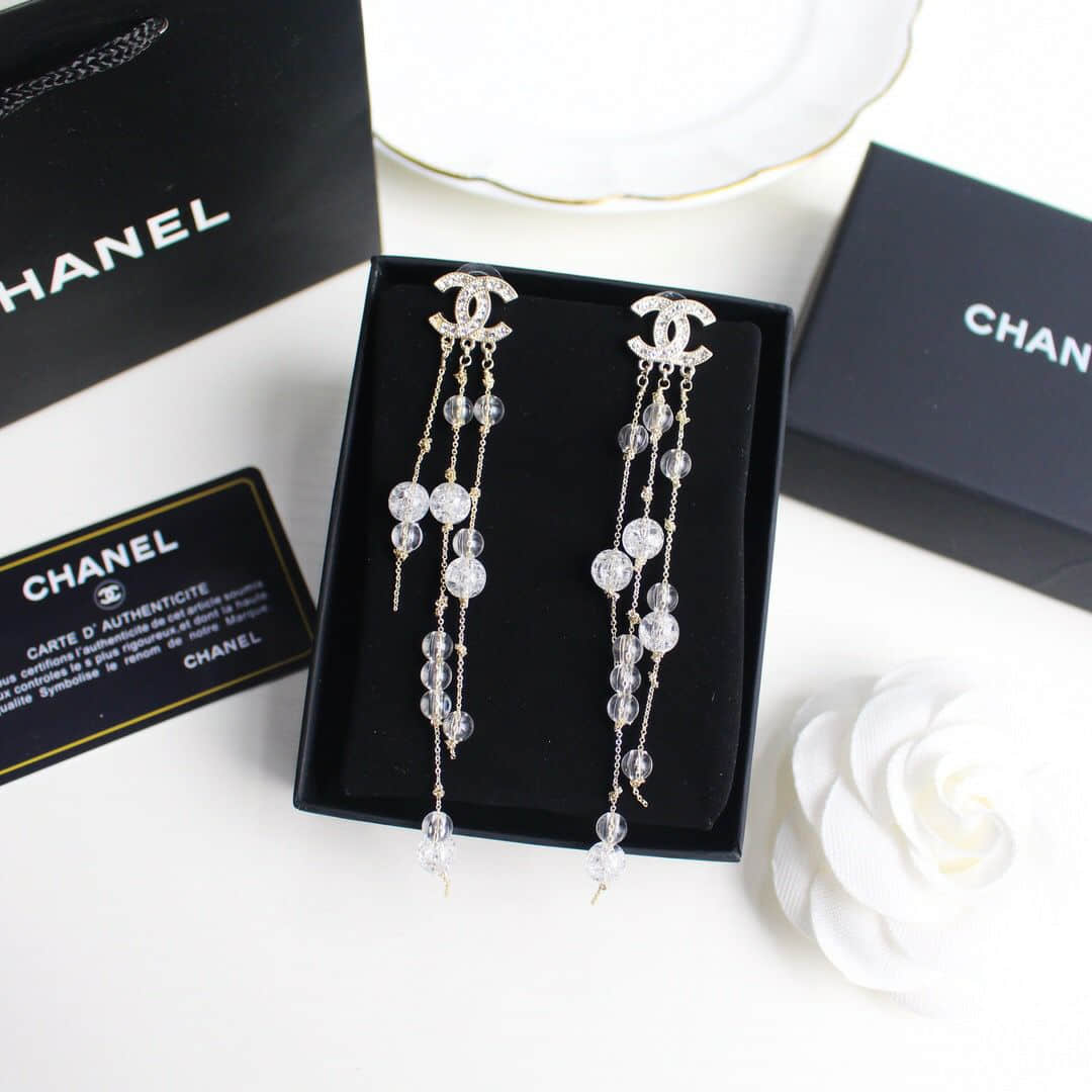 香奈儿名品耳环饰品 Chanel 香奈儿流苏琉璃珠耳钉耳环 C38173 