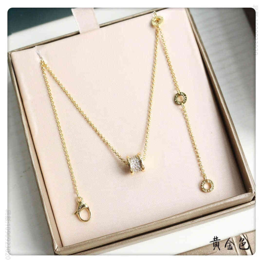 宝格丽BVLGARI 亚金材质 电镀k金层 镶嵌进口仿真钻 小号满钻小蛮腰项链