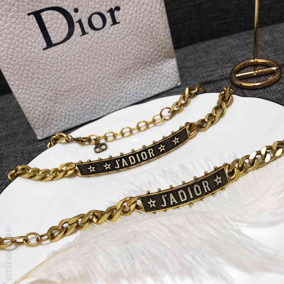 DIOR迪奥 专柜一致黄铜材质 JADIOR项链 手链