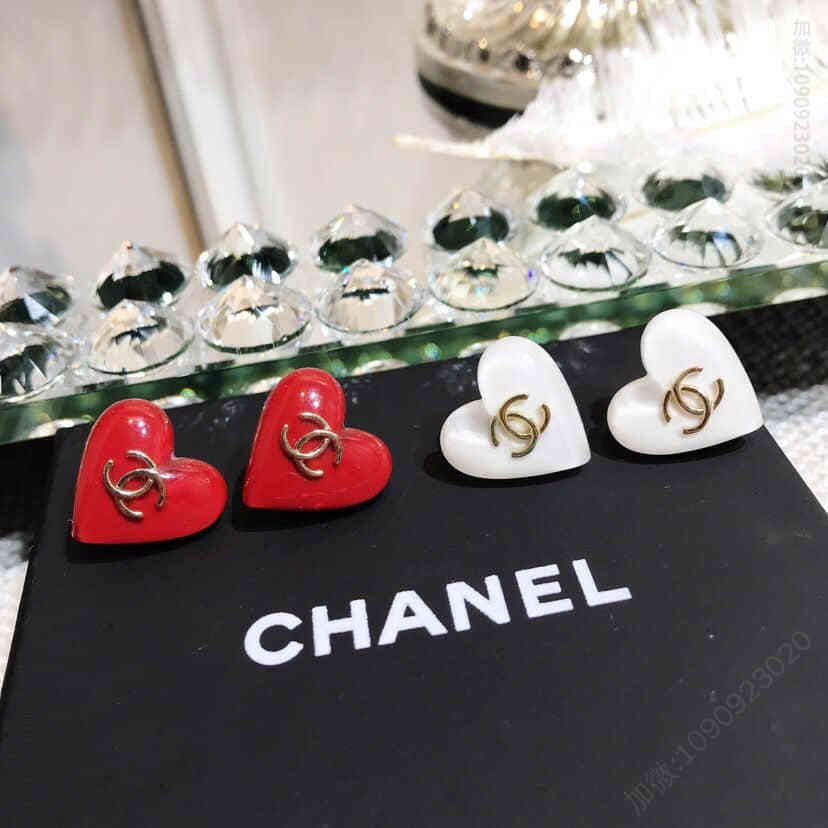 18新款CHANEL香奈儿双c桃心心形耳钉耳环