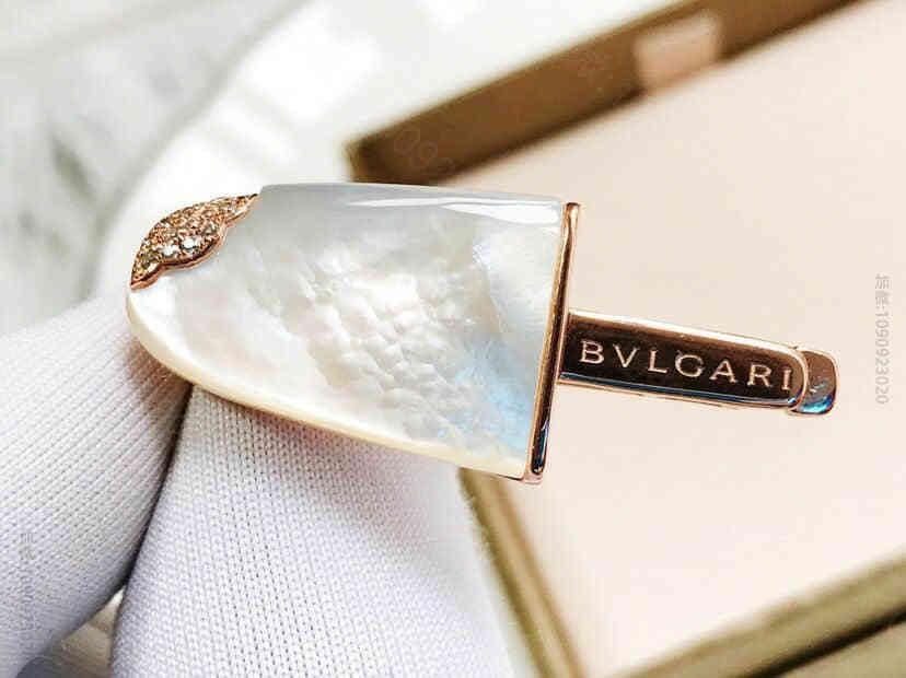 BVLGARI宝格丽 925纯银材质电镀k金层冰淇淋胸针