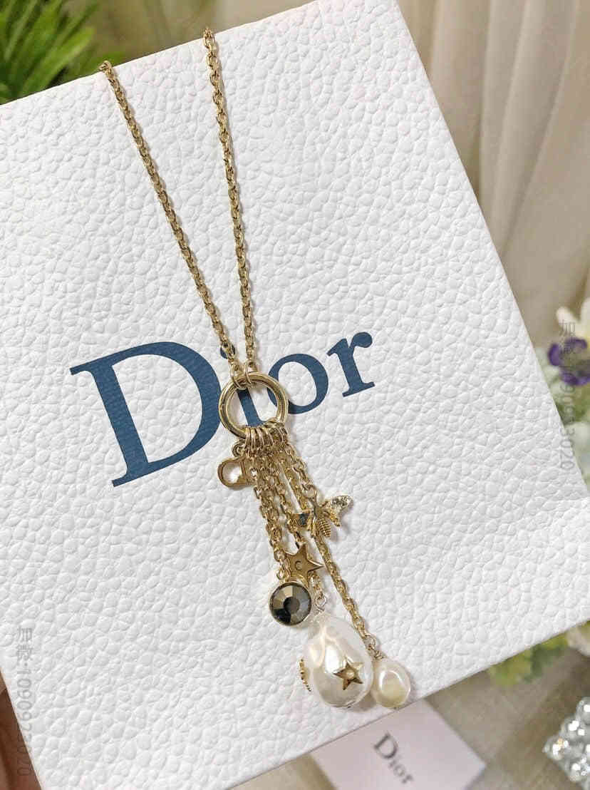 DIOR迪奥流苏星星蜜蜂珍珠项链毛衣链