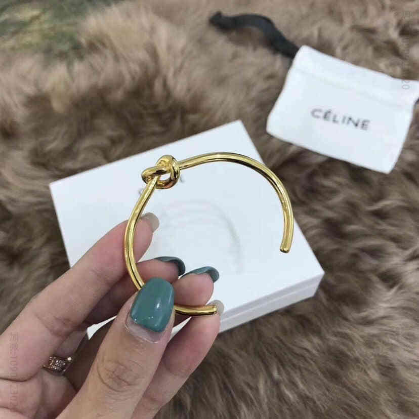 Celine赛琳 专柜一致黄铜材质电镀18k金 18经典款打结手镯