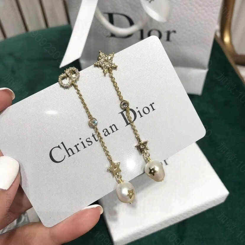 DIOR 迪奥 18新款CD星星珍珠长款耳钉