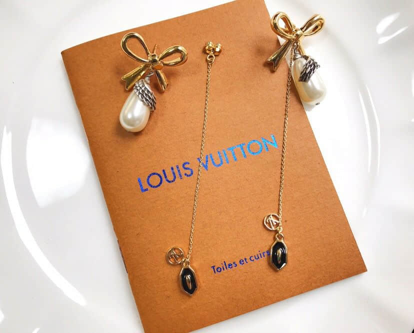 Louis Vuitton 路易威登 蝴蝶结珍珠耳钉耳环