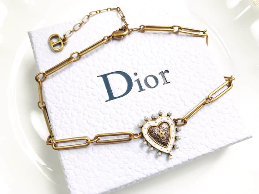Dior迪奥 专柜一致黄铜材质18款桃心项链