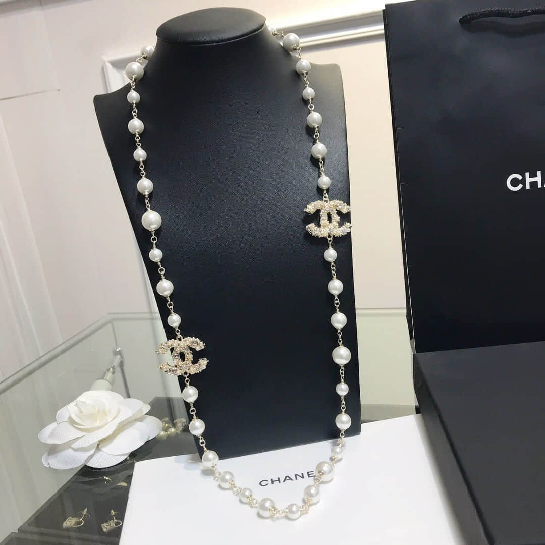 18新款Chanel 香奈儿双c珍珠毛衣链项链