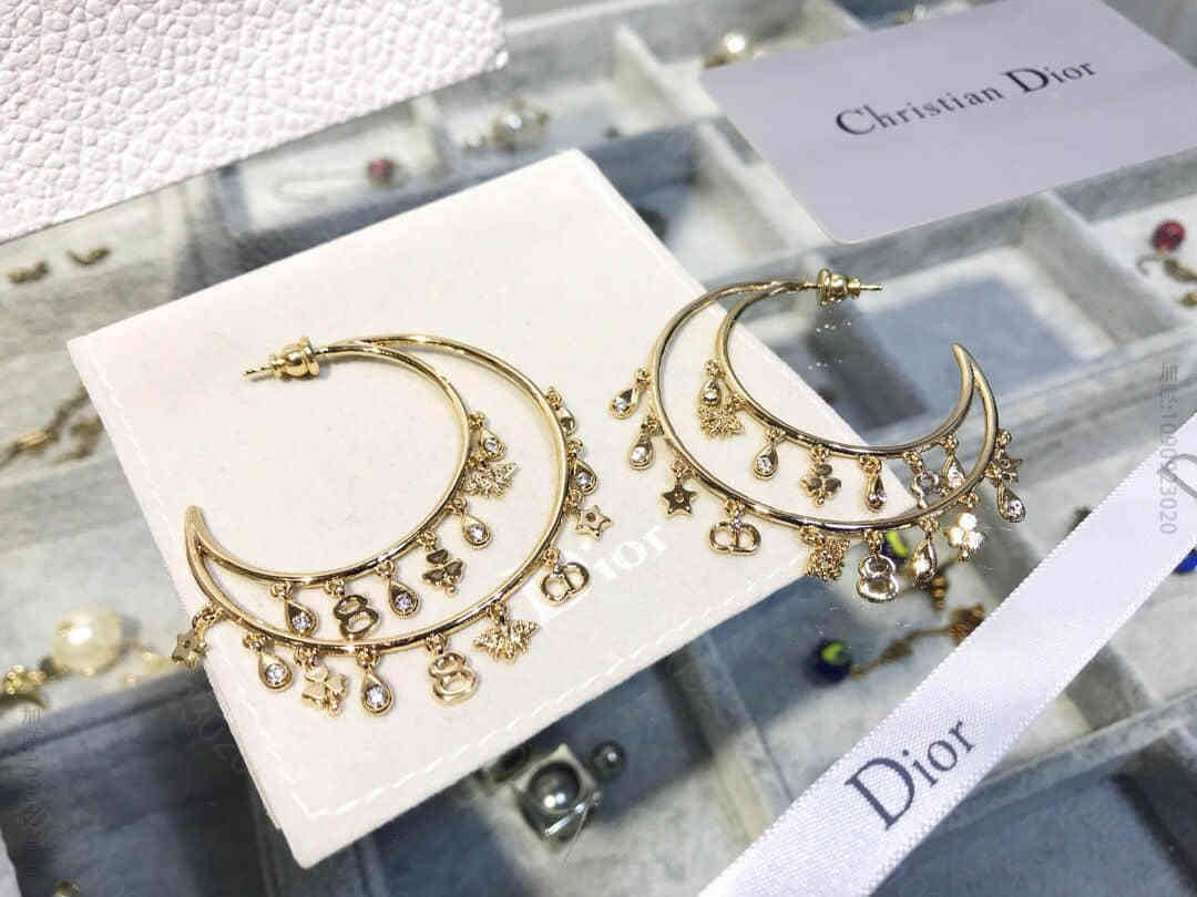 DIOR迪奥CD 三叶草 蜜蜂 月亮耳钉耳环