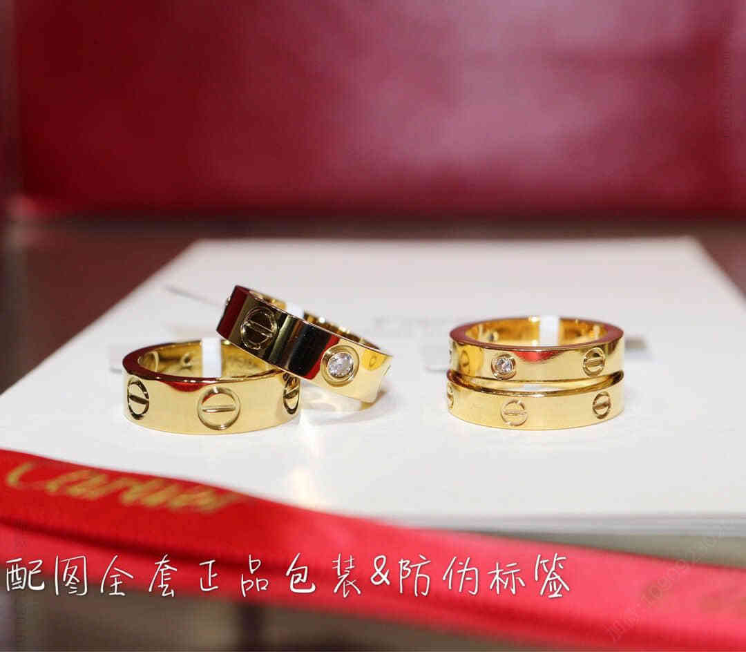 (卡地亚Cartier ) 德国进口独特亚金材质经典款系列戒指（带钻 不带钻）（宽版 窄版 两个款）
