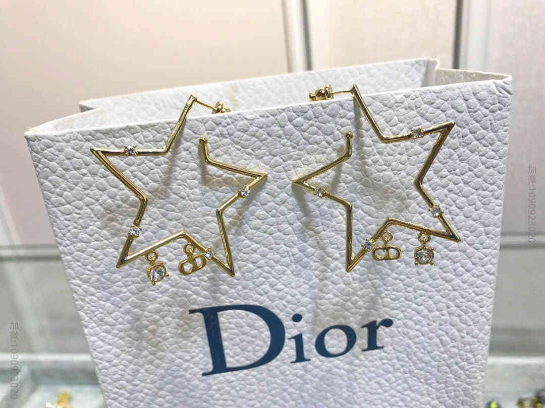DIOR迪奥 专柜一致黄铜材质CD 星星耳钉耳环