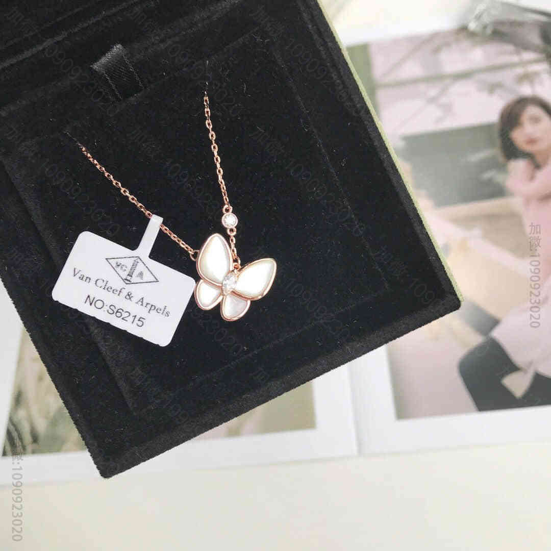 梵克雅宝Two Butterfly系列 蝴蝶白贝母项链
