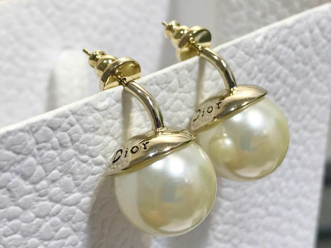 Dior迪奥 专柜一致黄铜材质珍珠流苏耳环耳钉