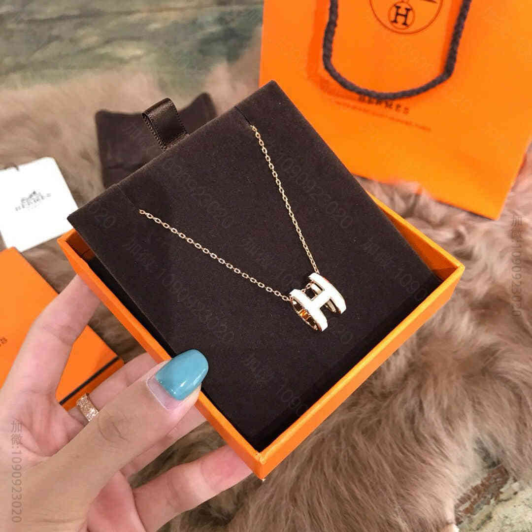 爱马仕HERMES 925纯银材质18K金H项链