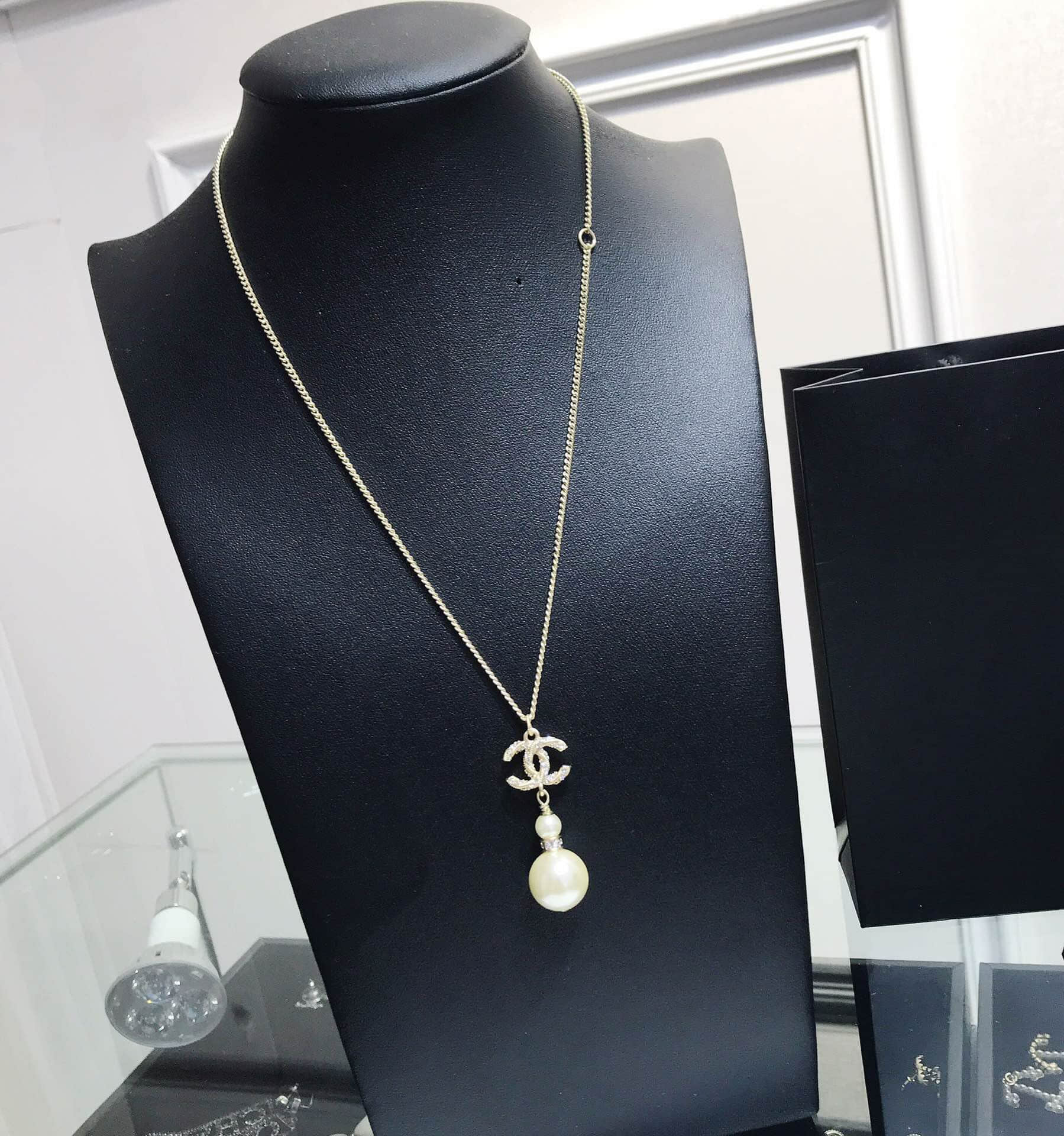 CHANEL香奈儿 专柜一致黄铜材质双c珍珠项链