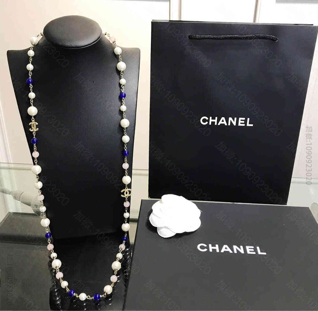 香奈儿CHANEL 专柜一致黄铜材质毛衣链项链