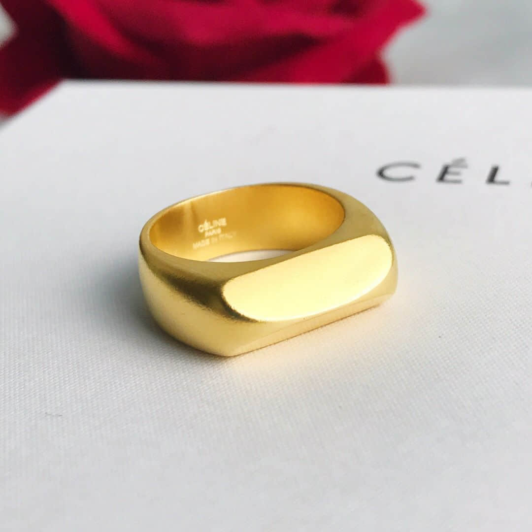 Celine赛琳 专柜一致黄铜材质 18专柜款18k金女士戒指