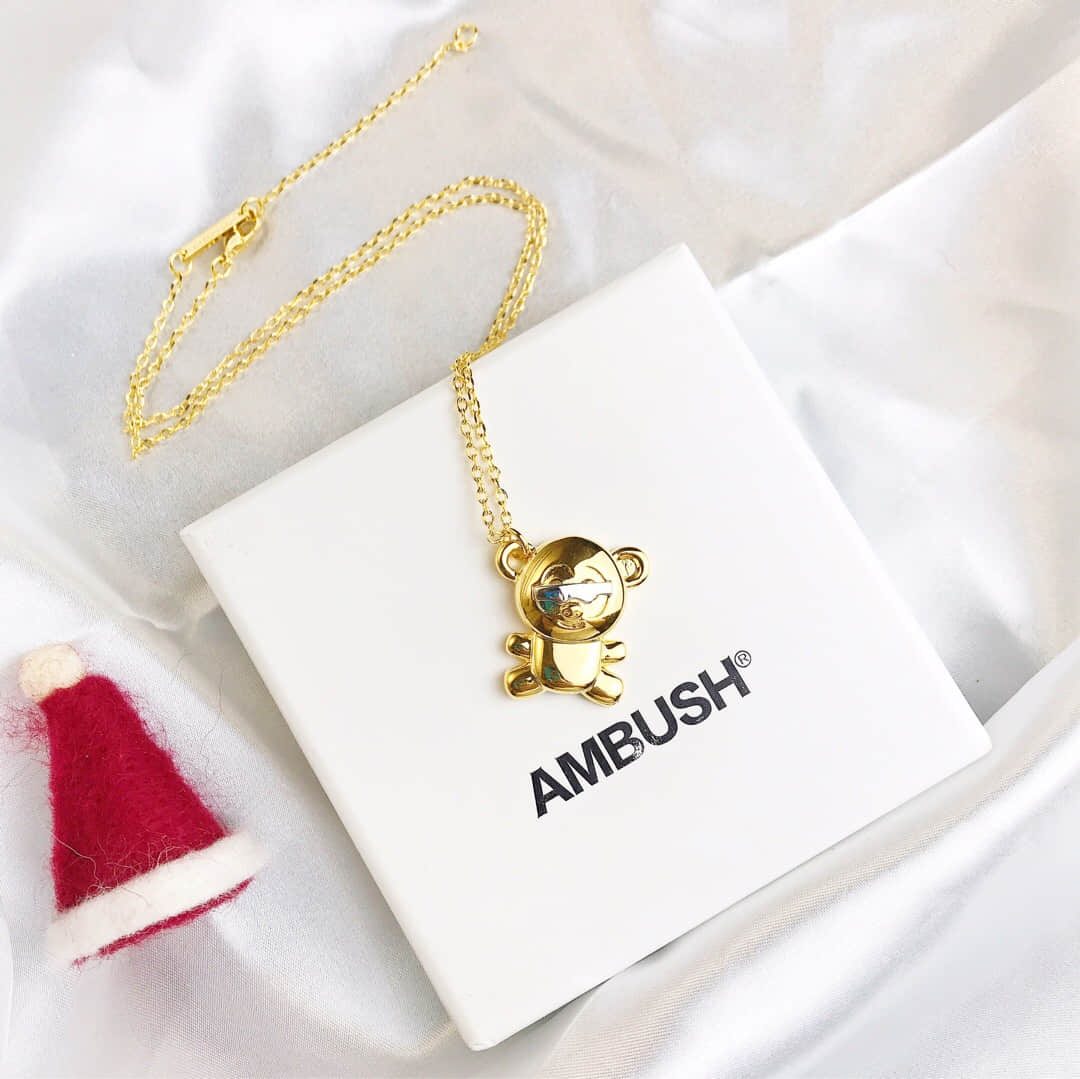 AMBUSH 专柜一致黄铜材质金色小熊项链
