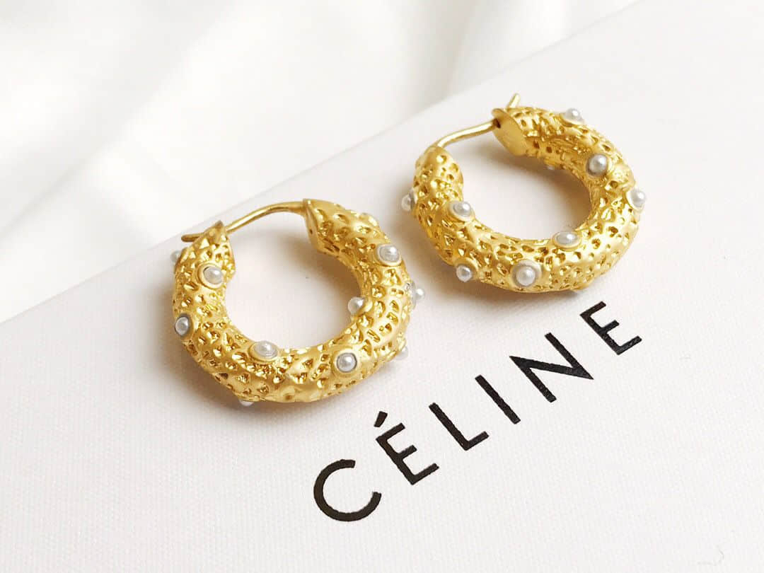 Celine赛琳 专柜一致黄铜材质电镀18k金耳环耳钉