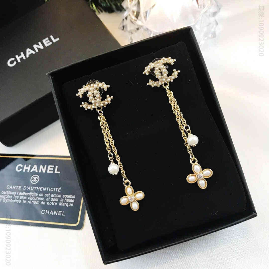 CHANEL香奈儿 专柜一致黄铜材质双c流苏耳钉耳环