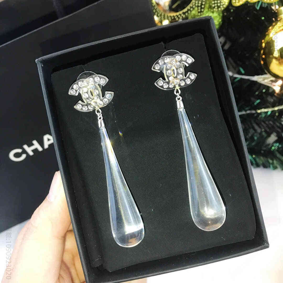 Chanel 香奈儿经典双c长款水滴耳钉耳环