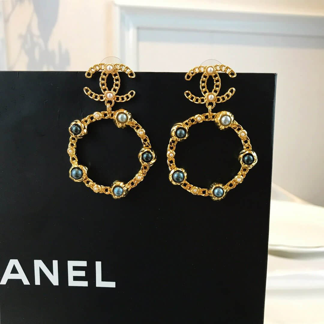 CHANEL香奈儿 专柜一致黄铜材质双c耳钉耳环