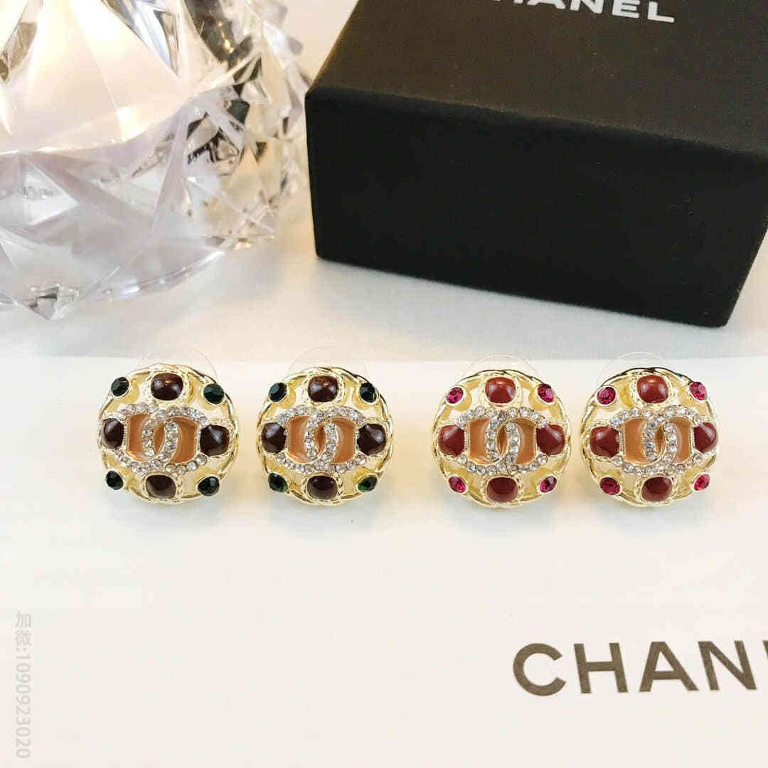 CHANEL香奈儿 专柜一致黄铜材质双c耳钉耳环