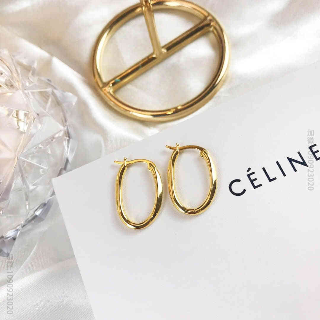 Celine赛琳 专柜一致黄铜材质电镀18k金耳环耳钉