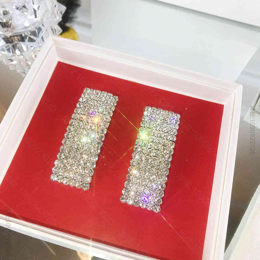 Celine 专柜一致黄铜材质电镀18k金 满钻方形耳环耳夹