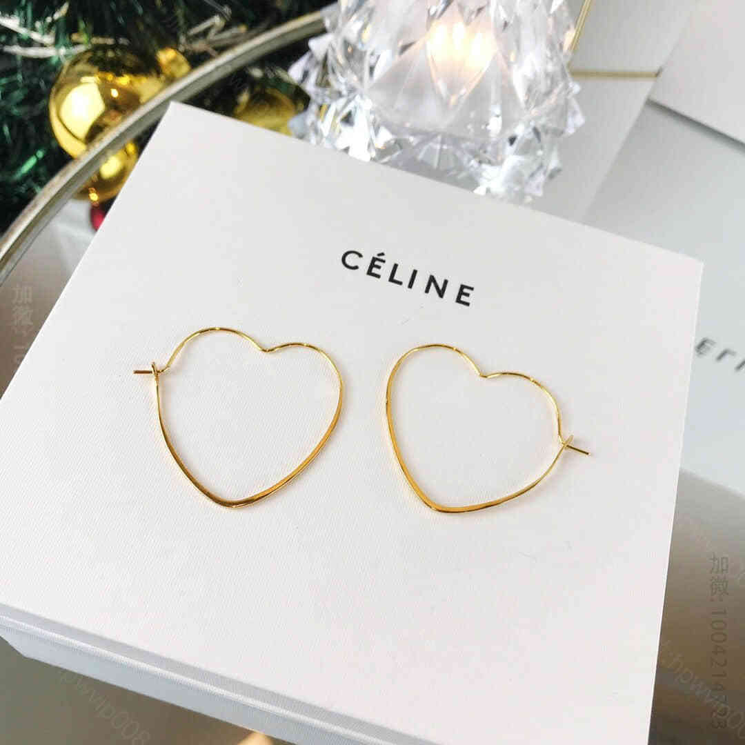 精品赛琳饰品图片 Celine 电镀18k金 桃心耳环耳钉 