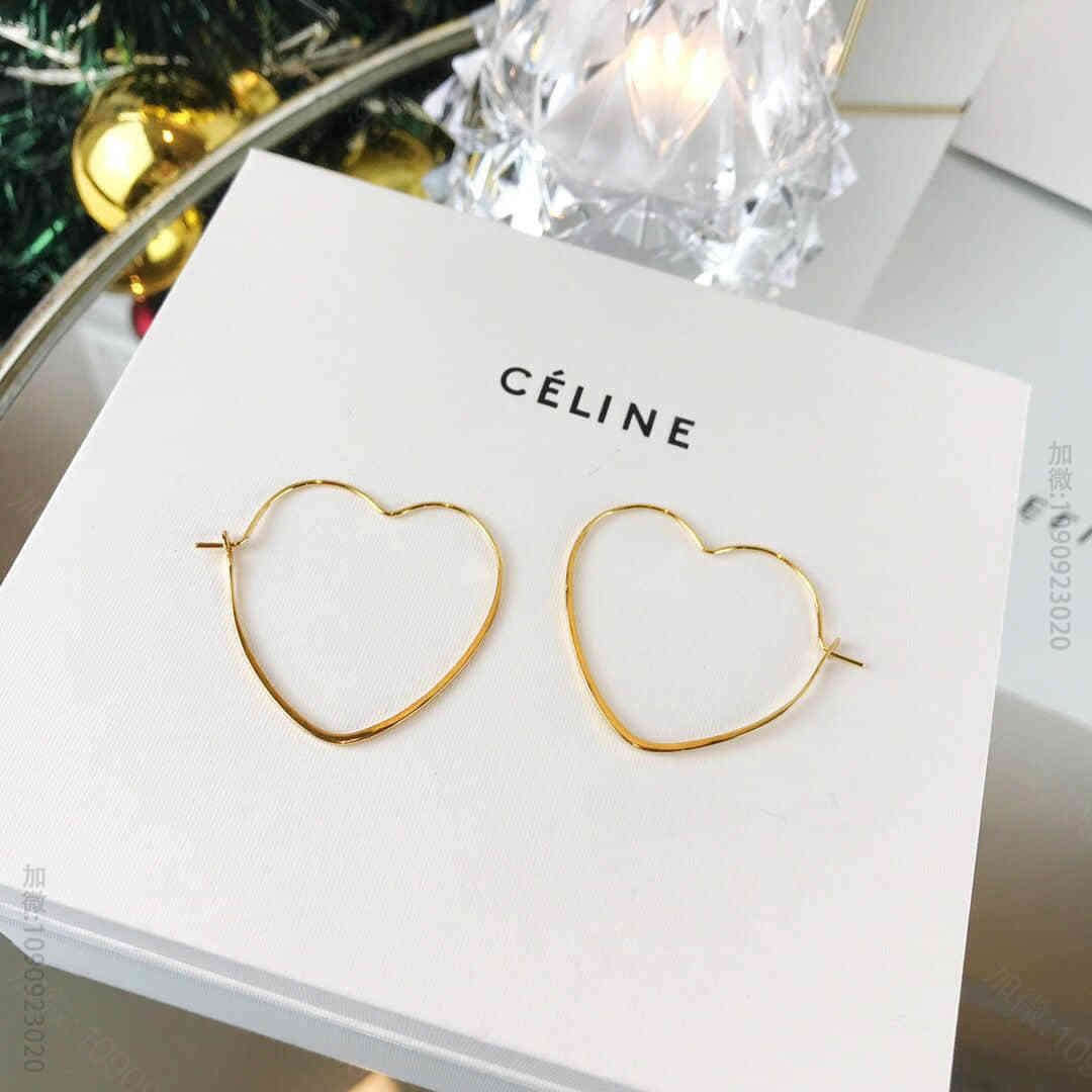 Celine 专柜一致黄铜材质电镀18k金 桃心耳环耳钉