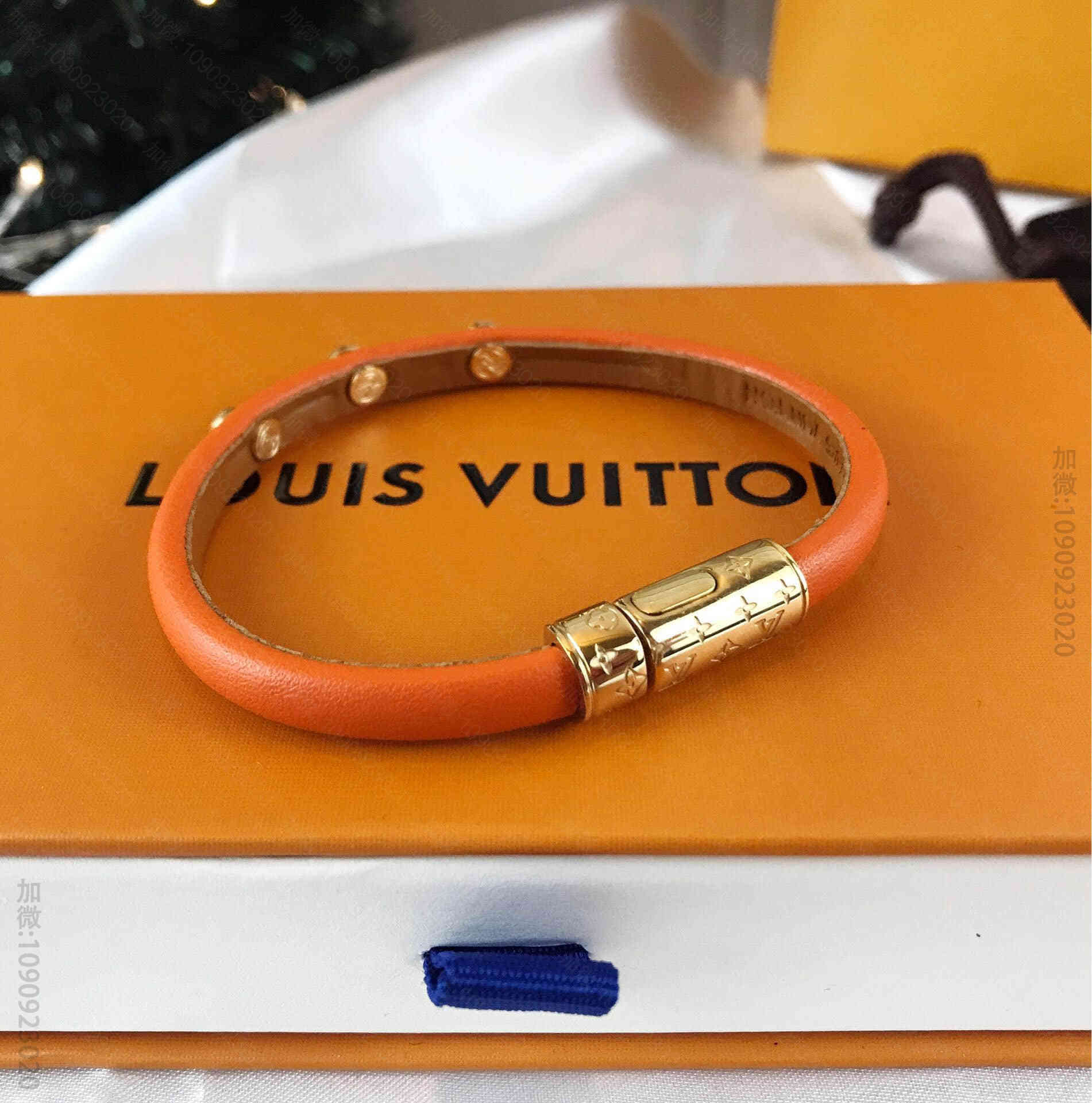 Louis Vuitton 路易威登 LV橘色皮绳手链