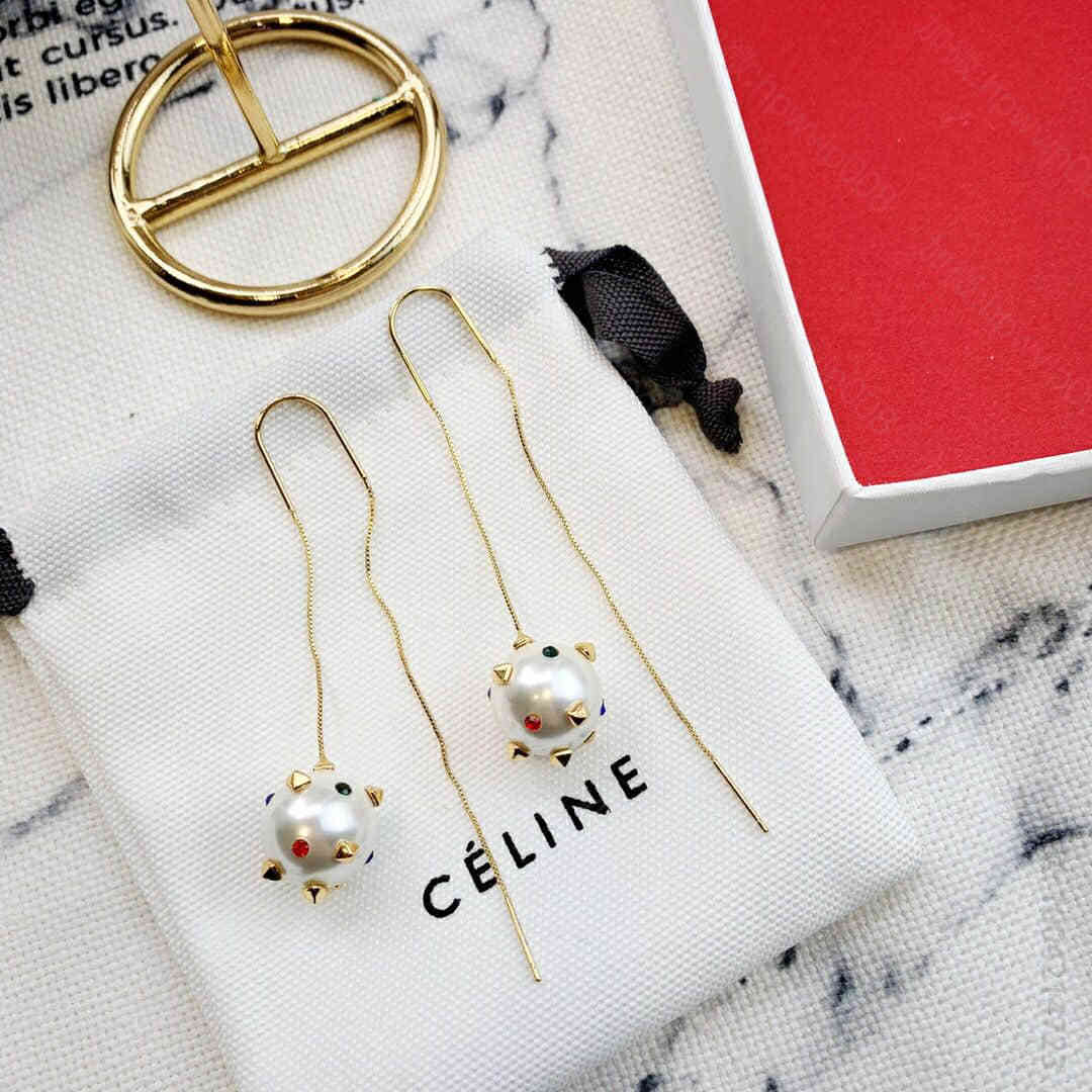 精品赛琳女士耳环 精品赛琳饰品 Celine 电镀18k金赛琳圆球耳环耳钉 