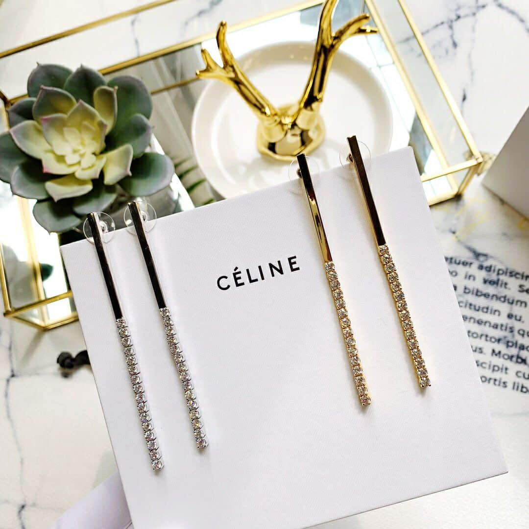 Celine 专柜一致黄铜材质长流苏耳环耳钉