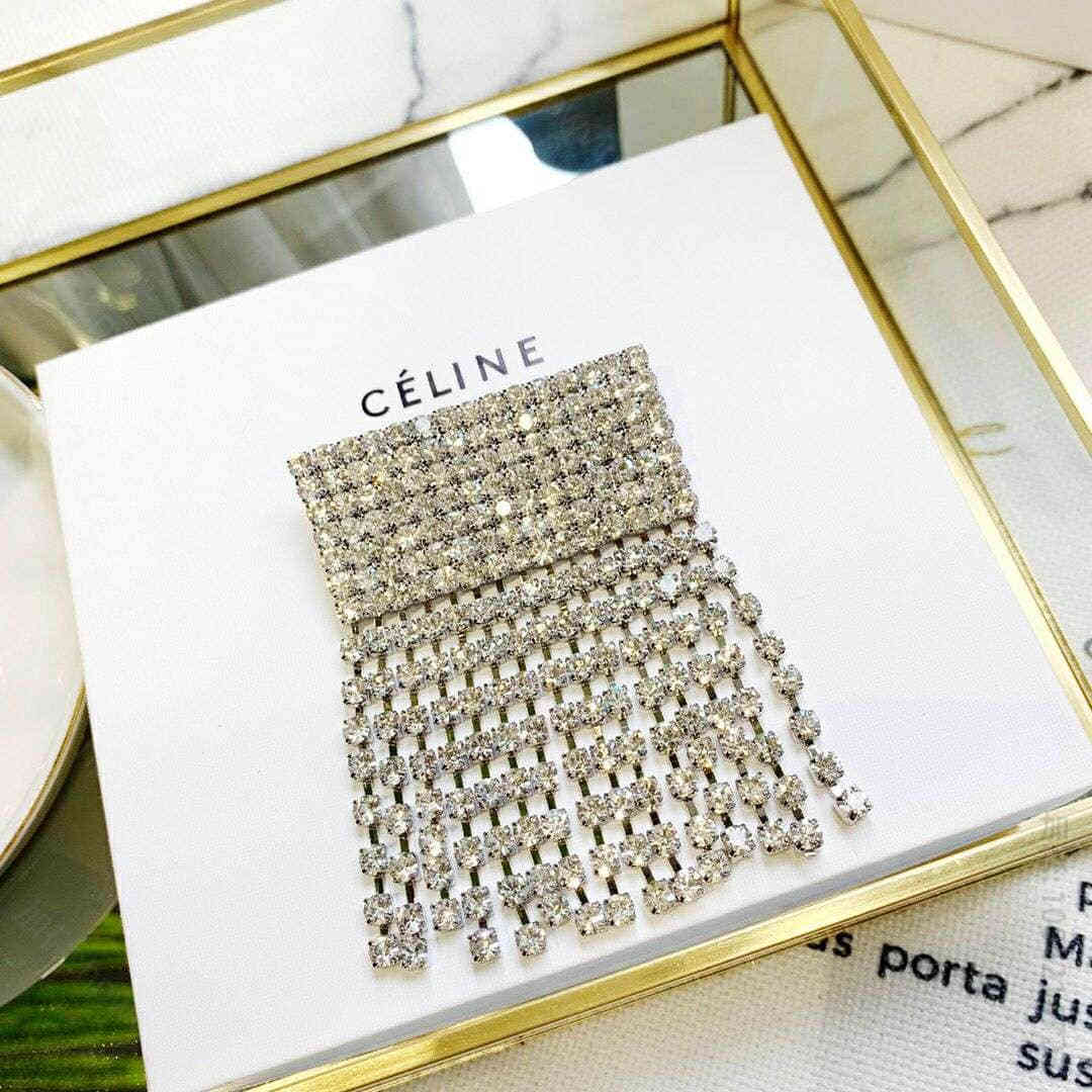 原版赛琳女士胸针 Celine  进口施华洛世奇水晶钻长流苏胸针 原版赛琳胸针 