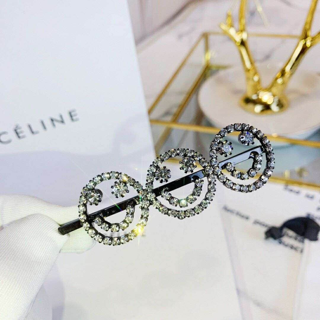 Celine赛琳 专柜一致黄铜材质 进口施华洛世奇水晶钻发夹 胸针