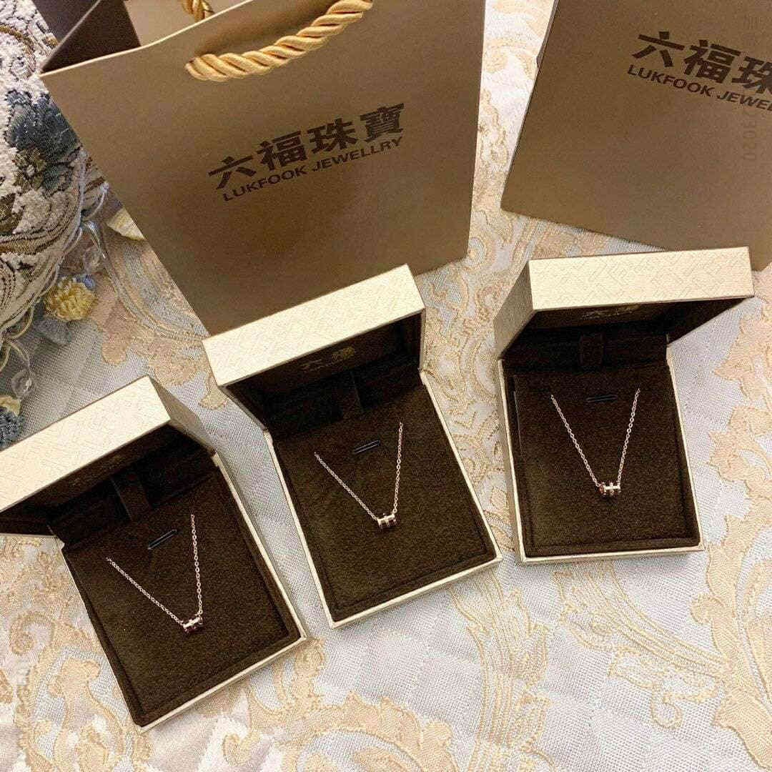 六福珠宝 925纯银电镀18k眯金材质小蛮腰项链