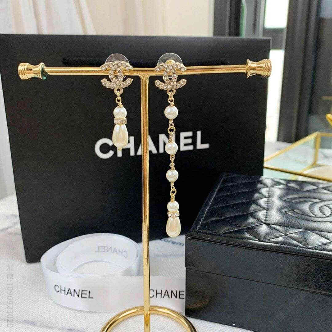 19新款 CHANEL香奈儿双c珍珠耳钉耳环