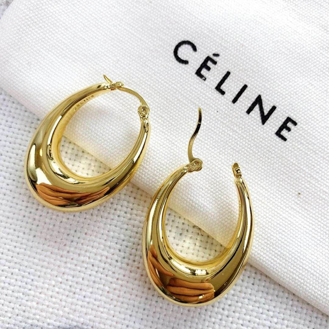 Celine专柜一致黄铜材质赛琳耳钉耳环