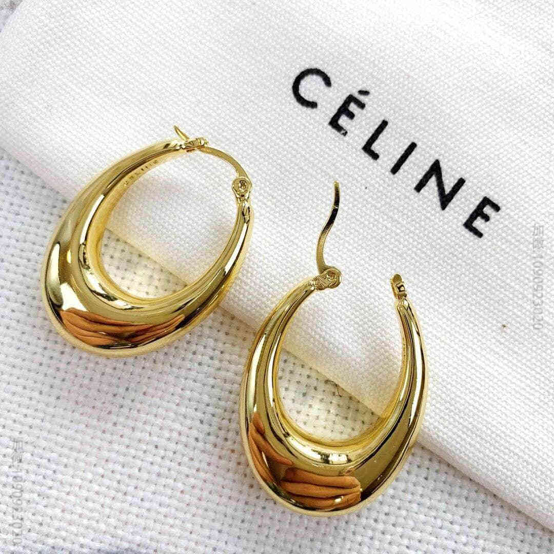 Celine专柜一致黄铜材质赛琳耳钉耳环