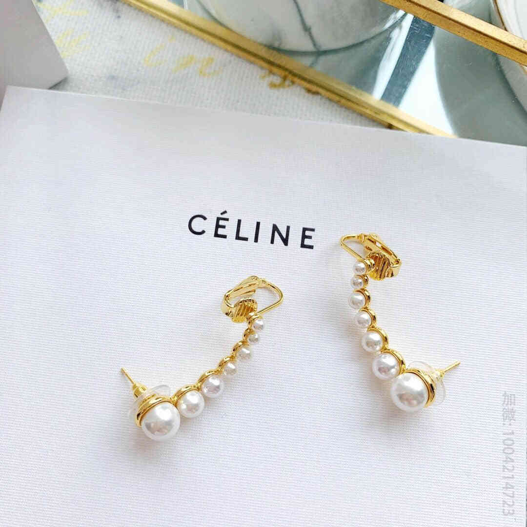 a货赛琳女士耳环 A货赛琳饰品网站 Celine赛琳珍珠耳夹耳钉 
