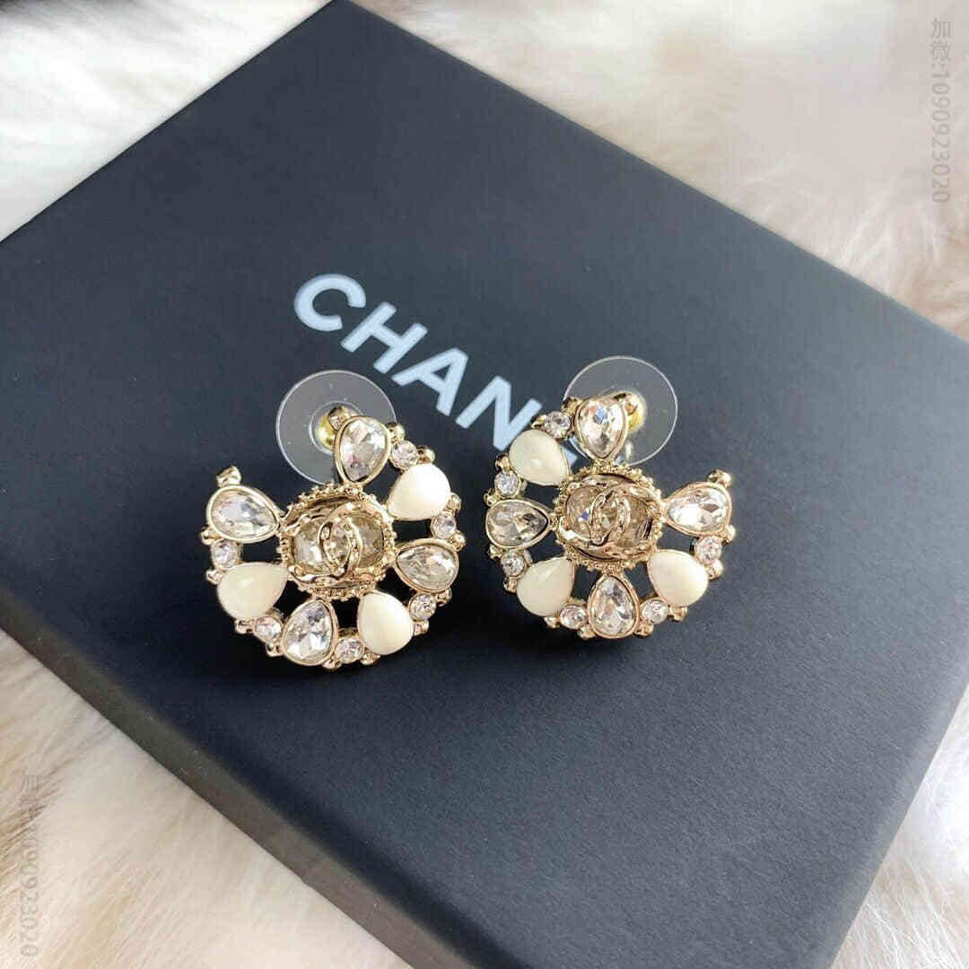 CHANEL香奈儿 专柜一致黄铜材质双c耳钉